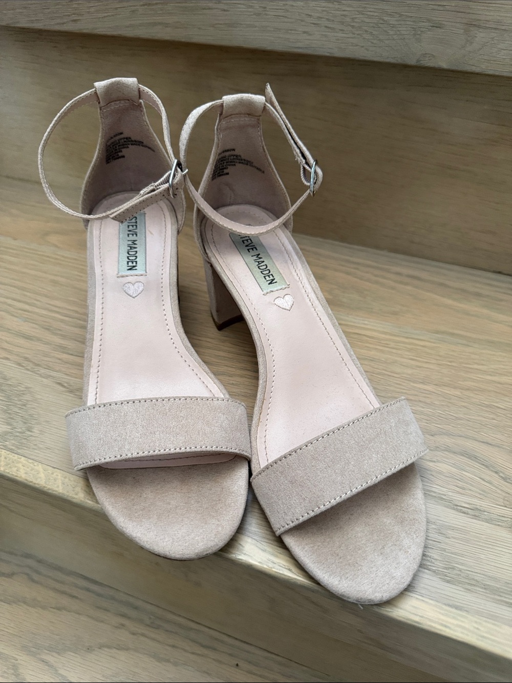 Steve Madden Girl’s JCarrson Ankle Strap Block Heel Sandals in Blush